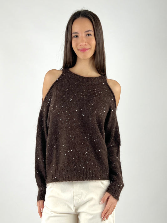 KONTATTO - MAGLIA CUT OUT MICRO PAILLETTES