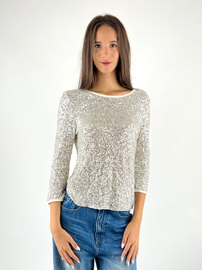 SUSY MIX - MAGLIA PAILLETTES MANICA TRE QUARTI