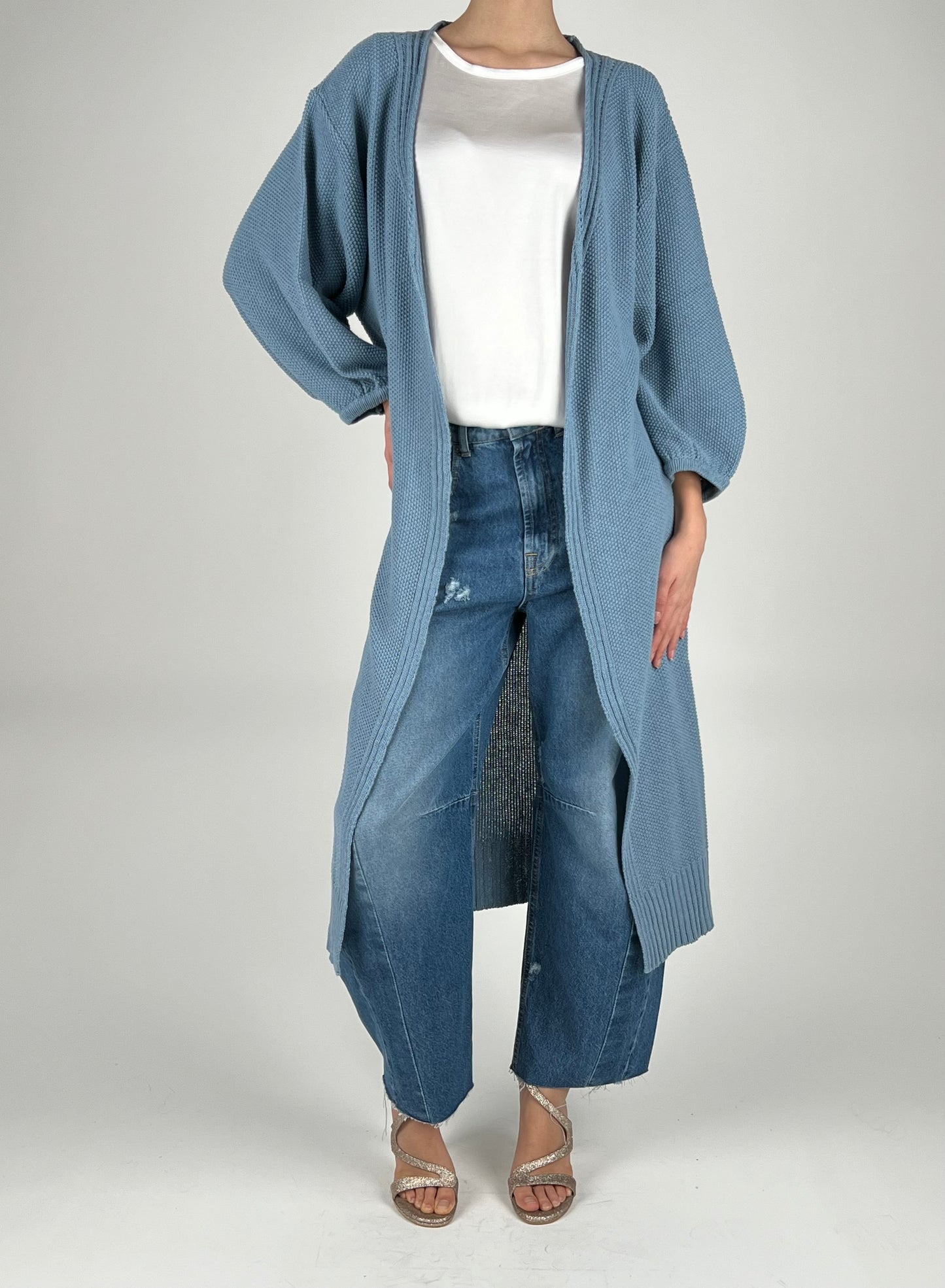 HAVEONE - MAXI CARDIGAN PUNTO RISO