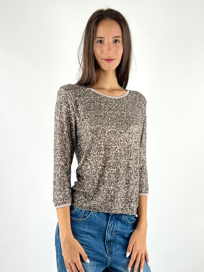SUSY MIX - MAGLIA PAILLETTES MANICA TRE QUARTI