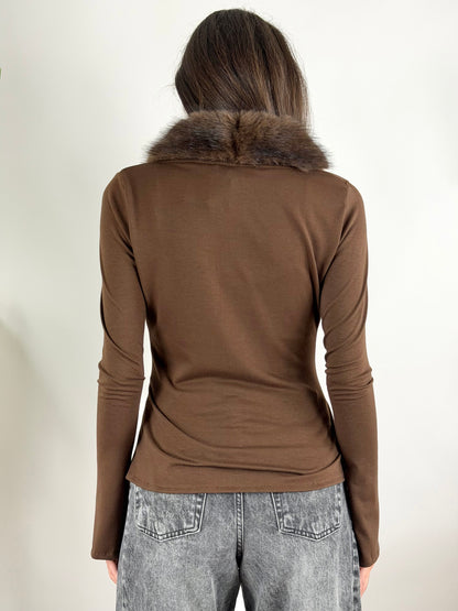 HAVEONE - MAGLIA CARDIGAN PELLICCIA