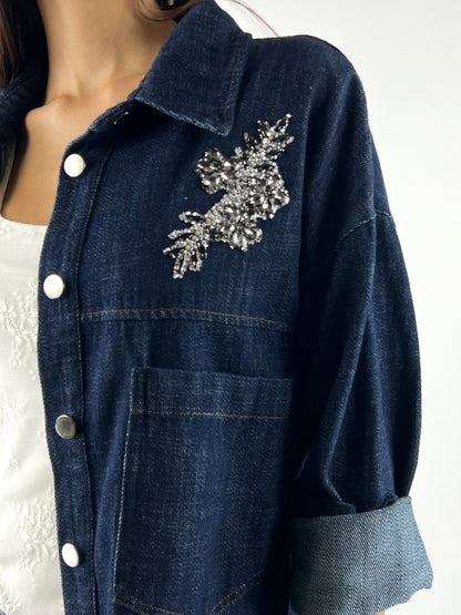 DEVA - GIACCA DENIM STRASS