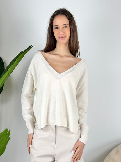 TENSIONE IN - MAGLIA SCOLLO A V BOTTONI