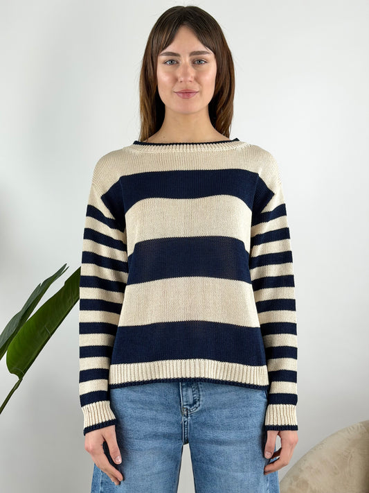 TENSIONE IN - MAGLIA GIROCOLLO RIGHE