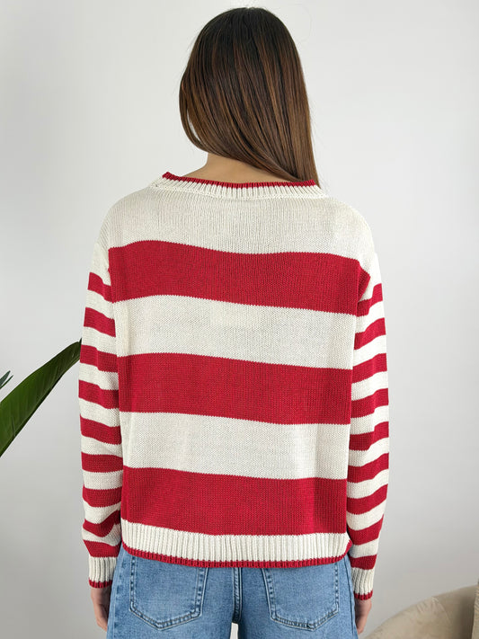 TENSIONE IN - MAGLIA GIROCOLLO RIGHE