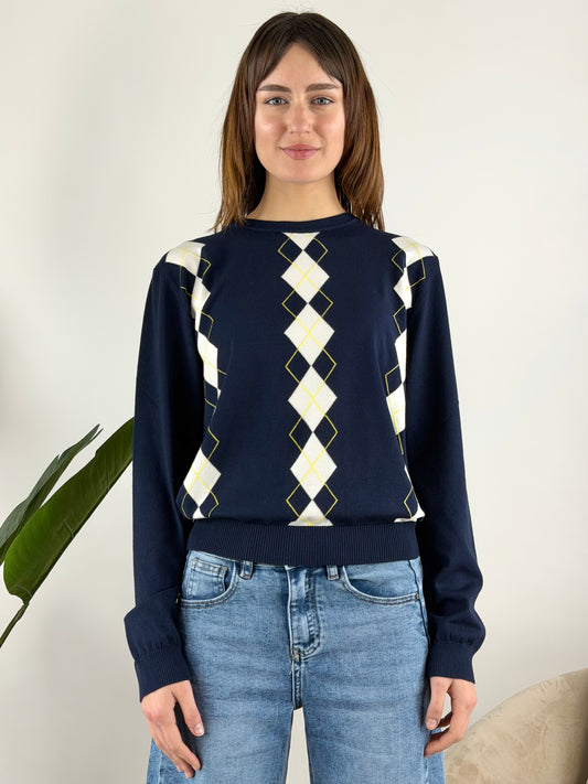 TENSIONE IN - MAGLIA GIROCOLLO ROMBI