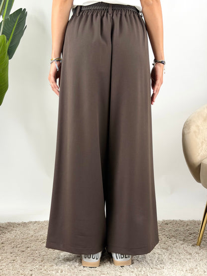 HAVEONE - PANTALONE PALAZZO CON CINTURA