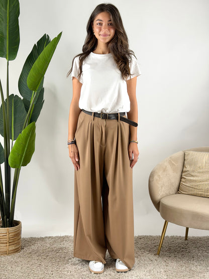 HAVEONE - PANTALONE PALAZZO CON CINTURA