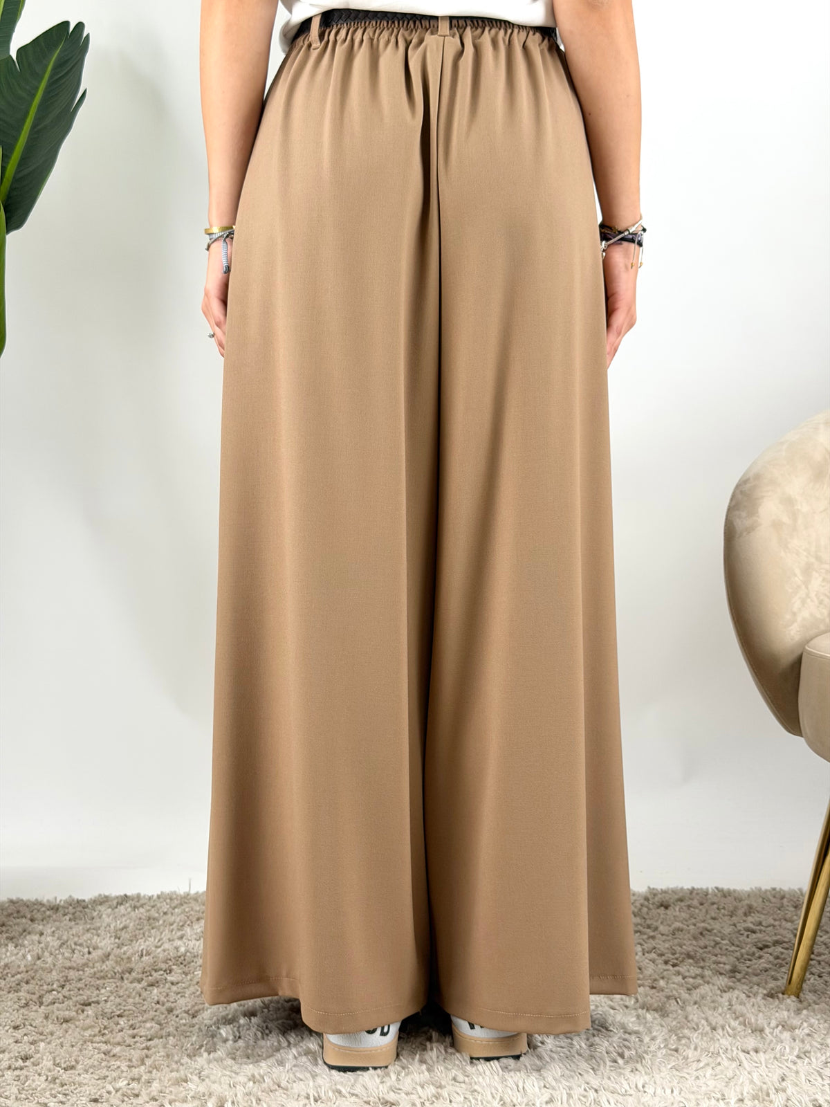 HAVEONE - PANTALONE PALAZZO CON CINTURA