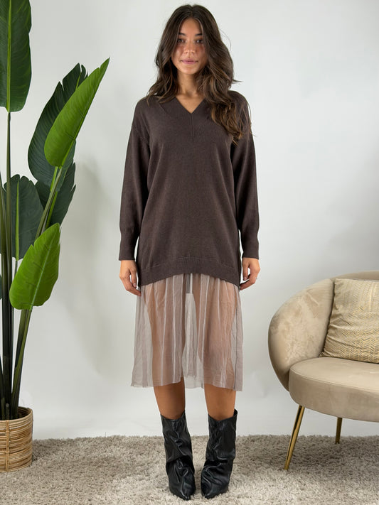 HAVEONE - ABITO IN MAGLIA TULLE