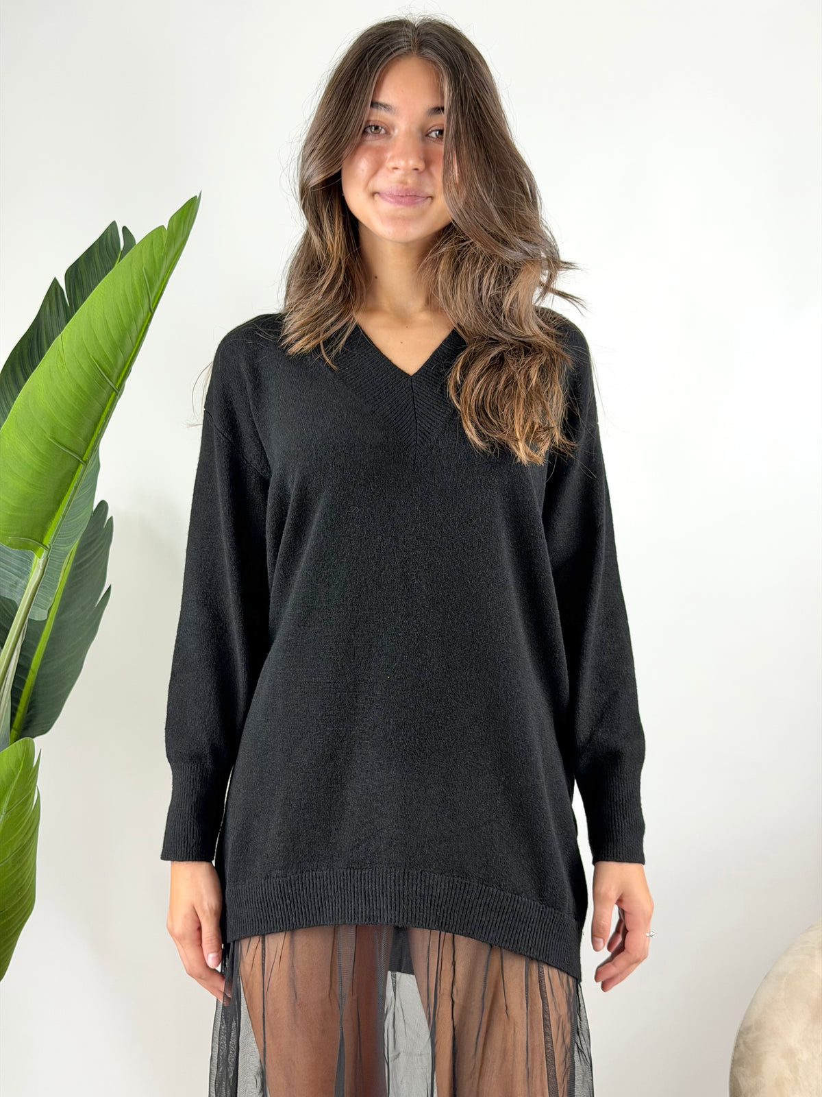 HAVEONE - ABITO IN MAGLIA TULLE