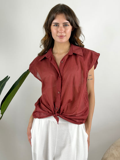 DEVA - CAMICIA SMANICATA RIGHE