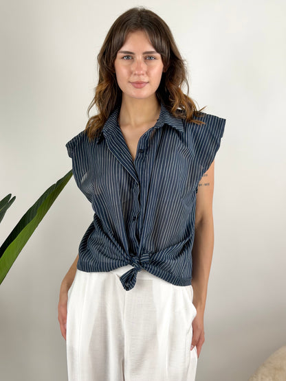 DEVA - CAMICIA SMANICATA RIGHE