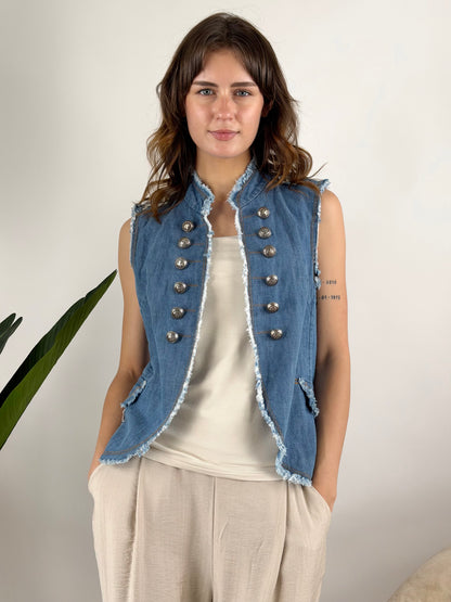 DEVA - GILET NAPOLEONE DENIM