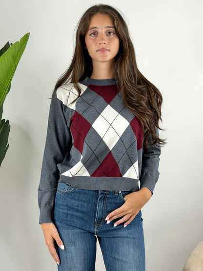 TENSIONE IN - MAGLIA GIROCOLLO ROMBI