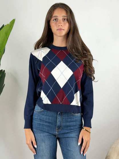 TENSIONE IN - MAGLIA GIROCOLLO ROMBI