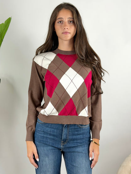 TENSIONE IN - MAGLIA GIROCOLLO ROMBI
