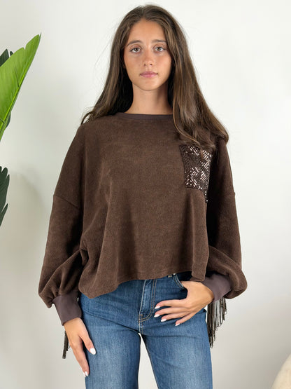 SUSY MIX - FELPA PAILLETTES FRANGE