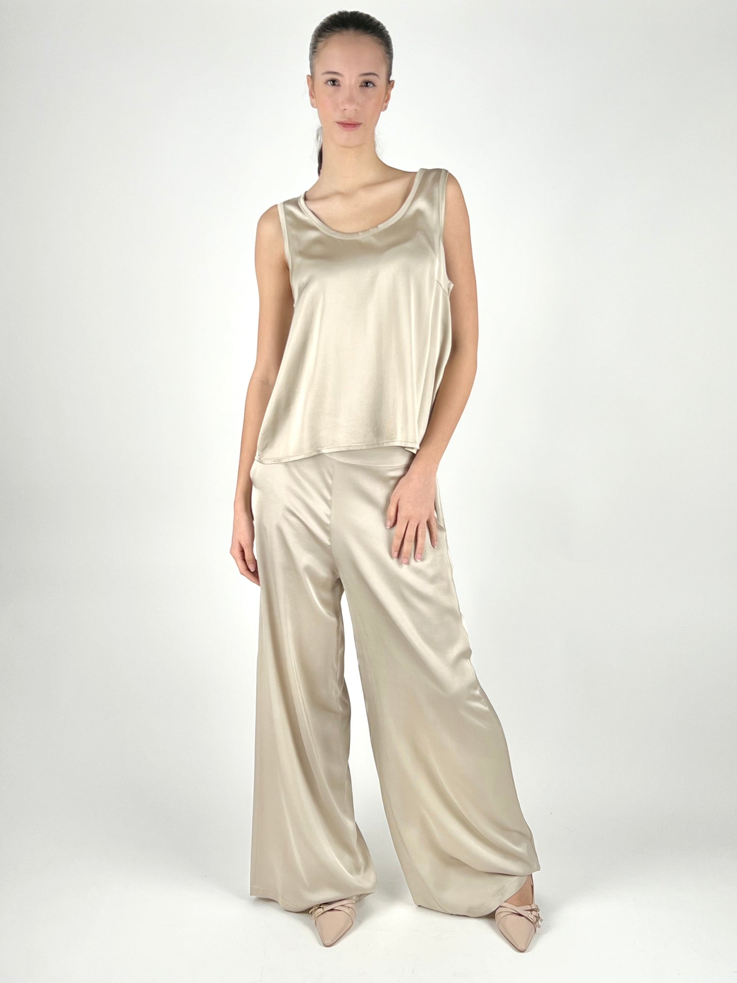 DEVA - PANTALONE PALAZZO SATIN