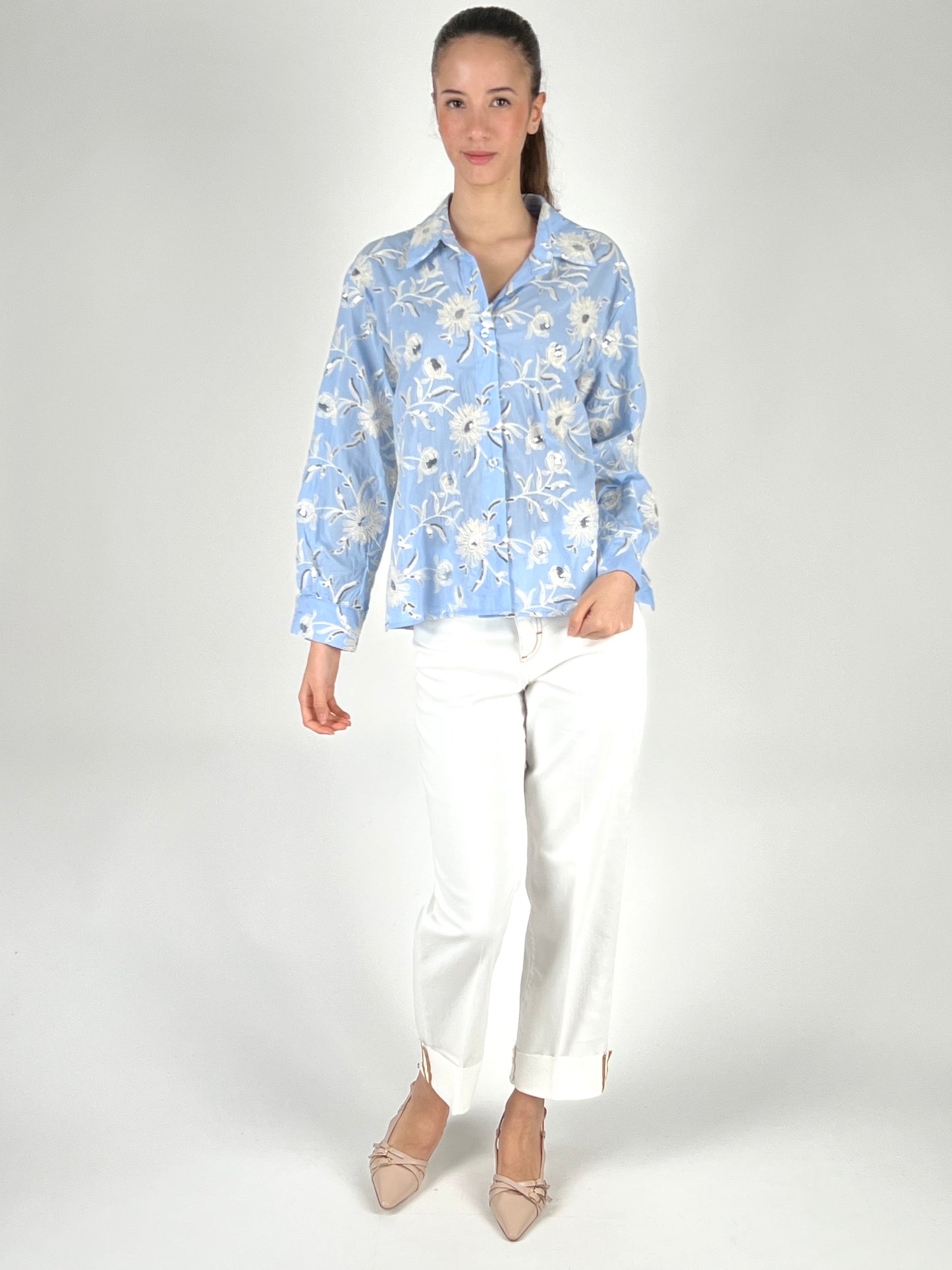 DEVA - CAMICIA RICAMI MICRO PAILLETTES