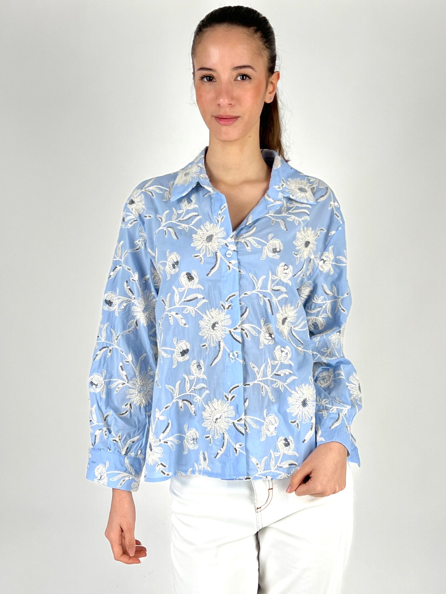 DEVA - CAMICIA RICAMI MICRO PAILLETTES