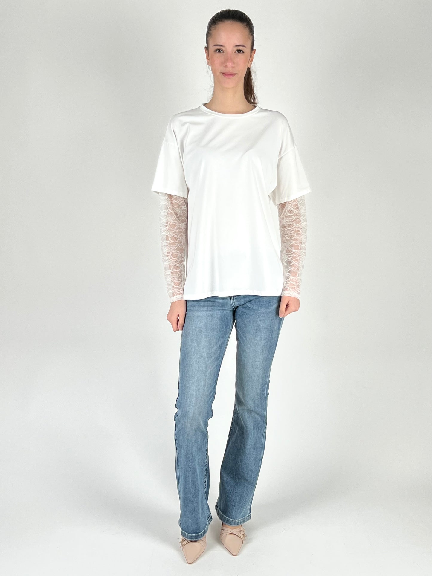 DEVA - T-SHIRT MANICHE PIZZO