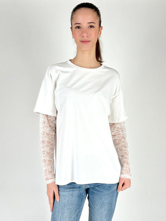 DEVA - T-SHIRT MANICHE PIZZO