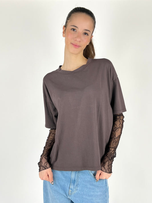 SUSY MIX - T-SHIRT MANICA PIZZO