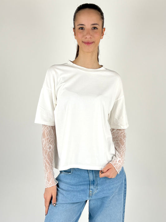 SUSY MIX - T-SHIRT MANICA PIZZO