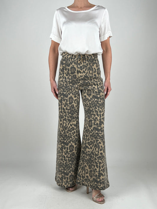 DEVA - JEANS FLARE ANIMALIER