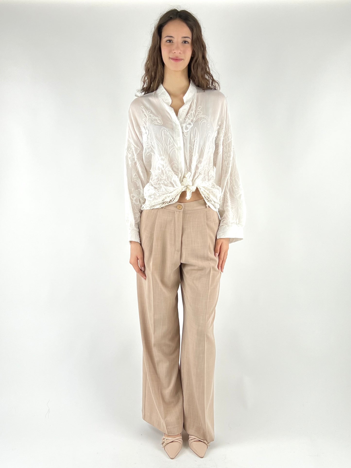 DEVA - CAMICIA MISTO SETA RICAMI