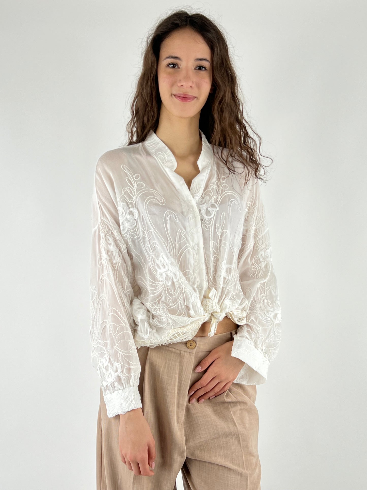 DEVA - CAMICIA MISTO SETA RICAMI