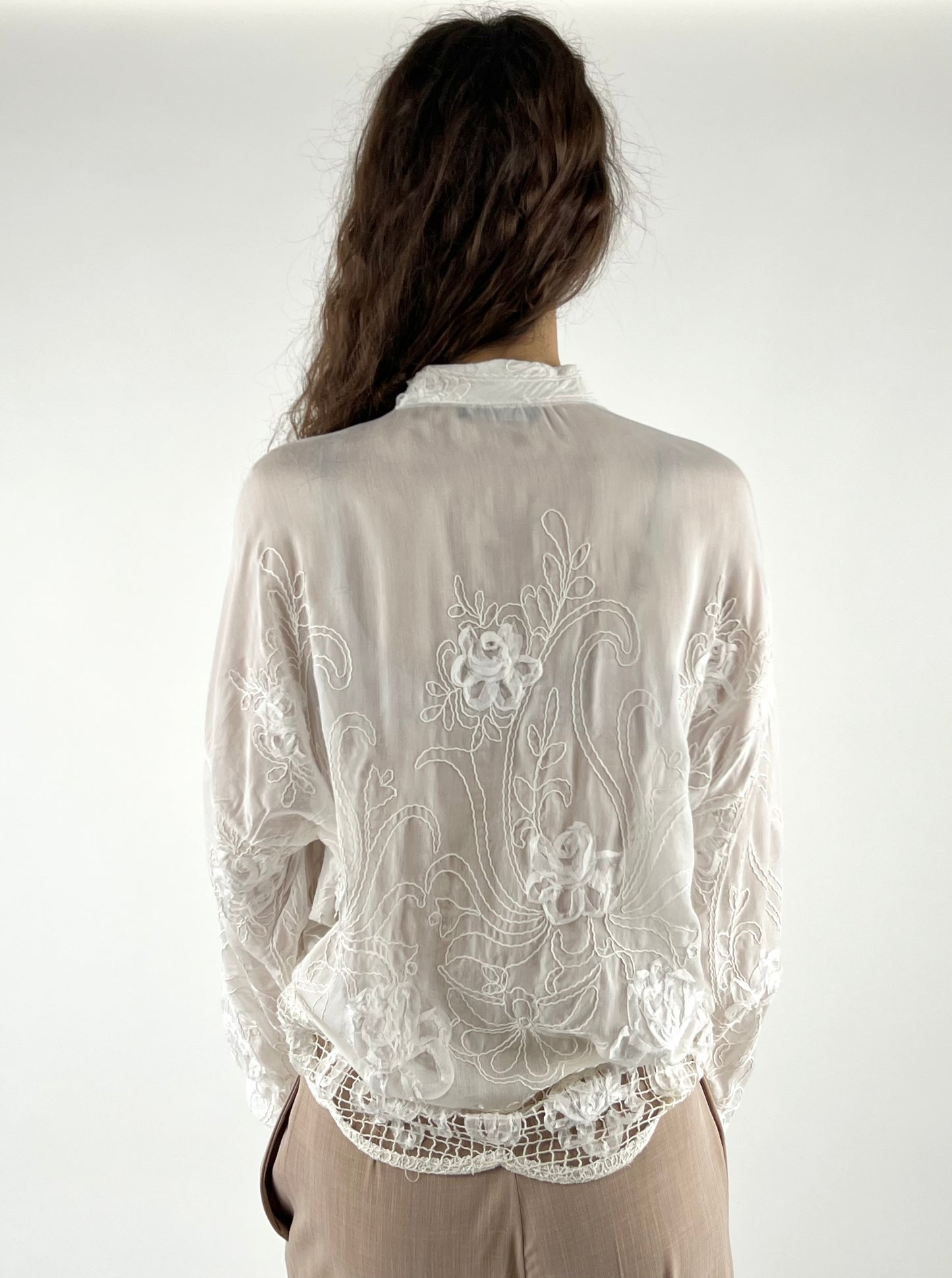 DEVA - CAMICIA MISTO SETA RICAMI