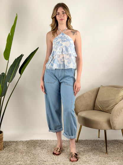 SUSY MIX - PANTALONE CHAMBRAY STELLINA