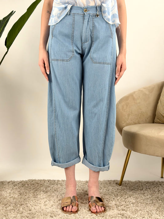 SUSY MIX - PANTALONE CHAMBRAY STELLINA