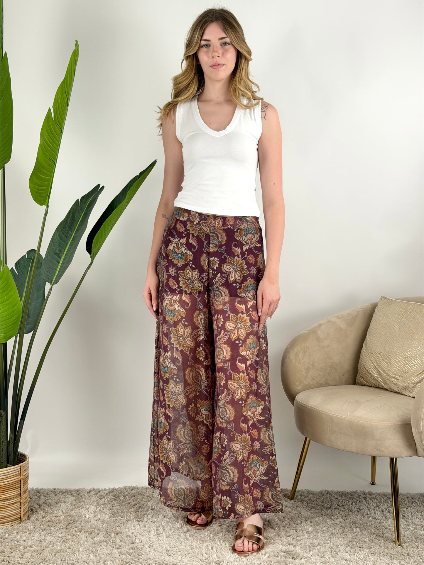 DEVA - PANTALONE PALAZZO FANTASIA