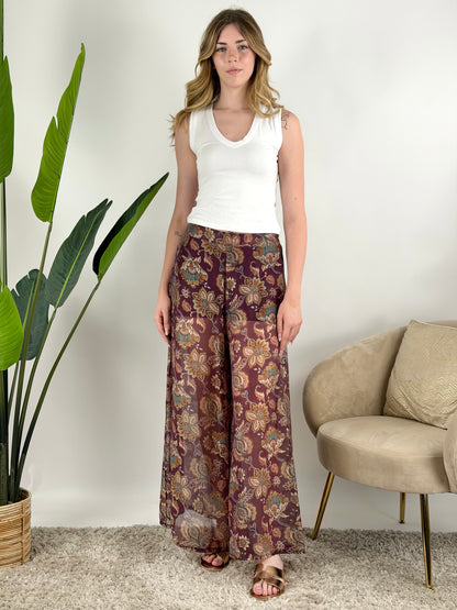 DEVA - PANTALONE PALAZZO FANTASIA