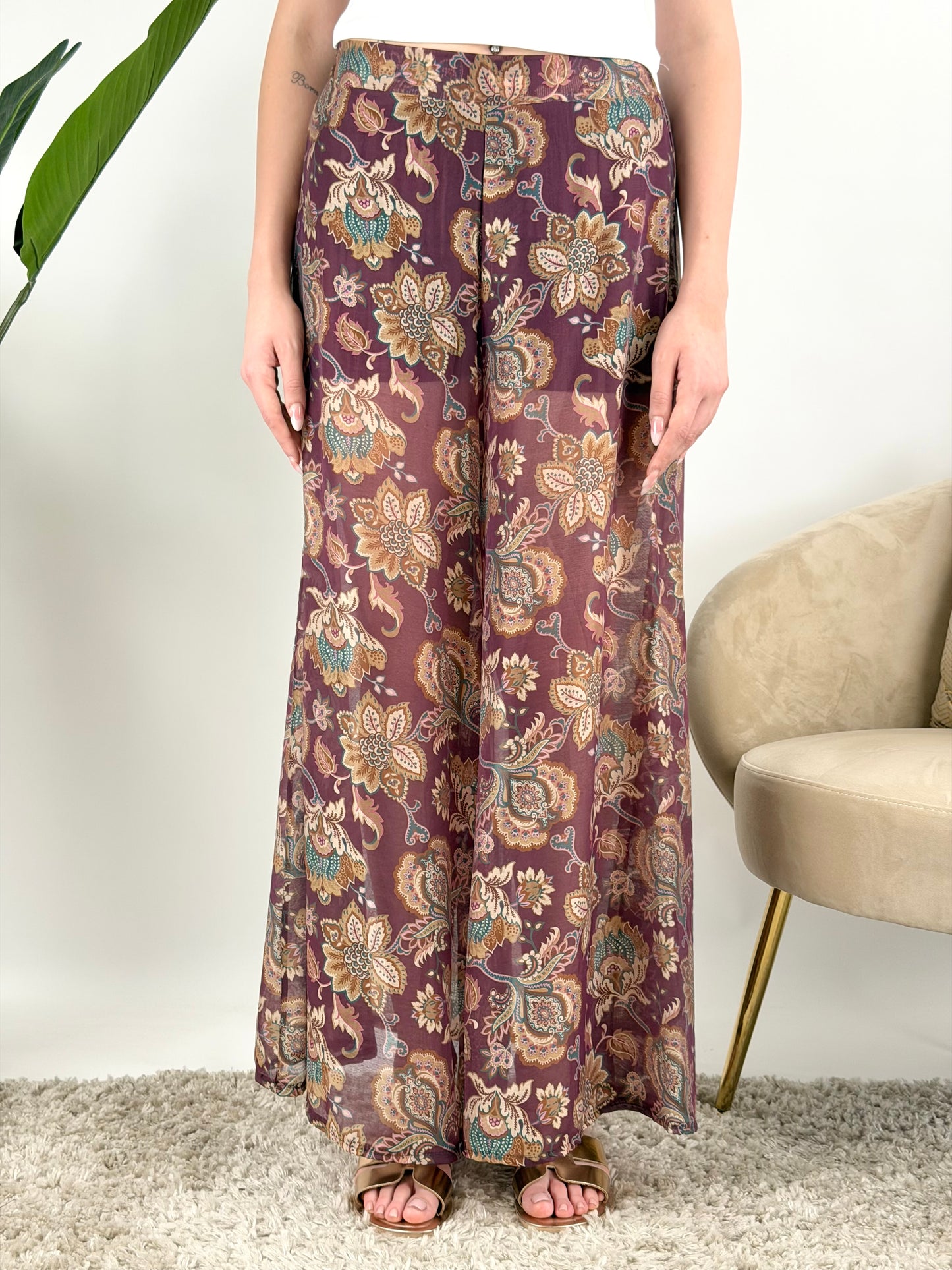 DEVA - PANTALONE PALAZZO FANTASIA
