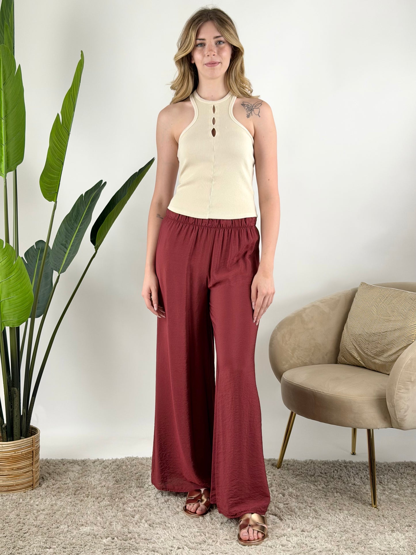 HAVEONE - PANTALONE VISCOSA PALAZZO