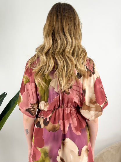 KONTATTO - ABITO KIMONO CORTO FIORI