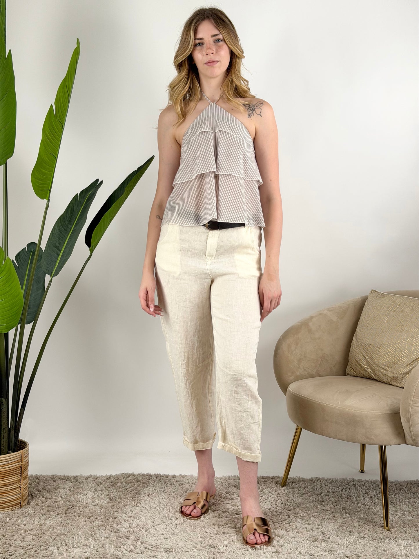 HAVEONE - PANTALONE BARREL LINO