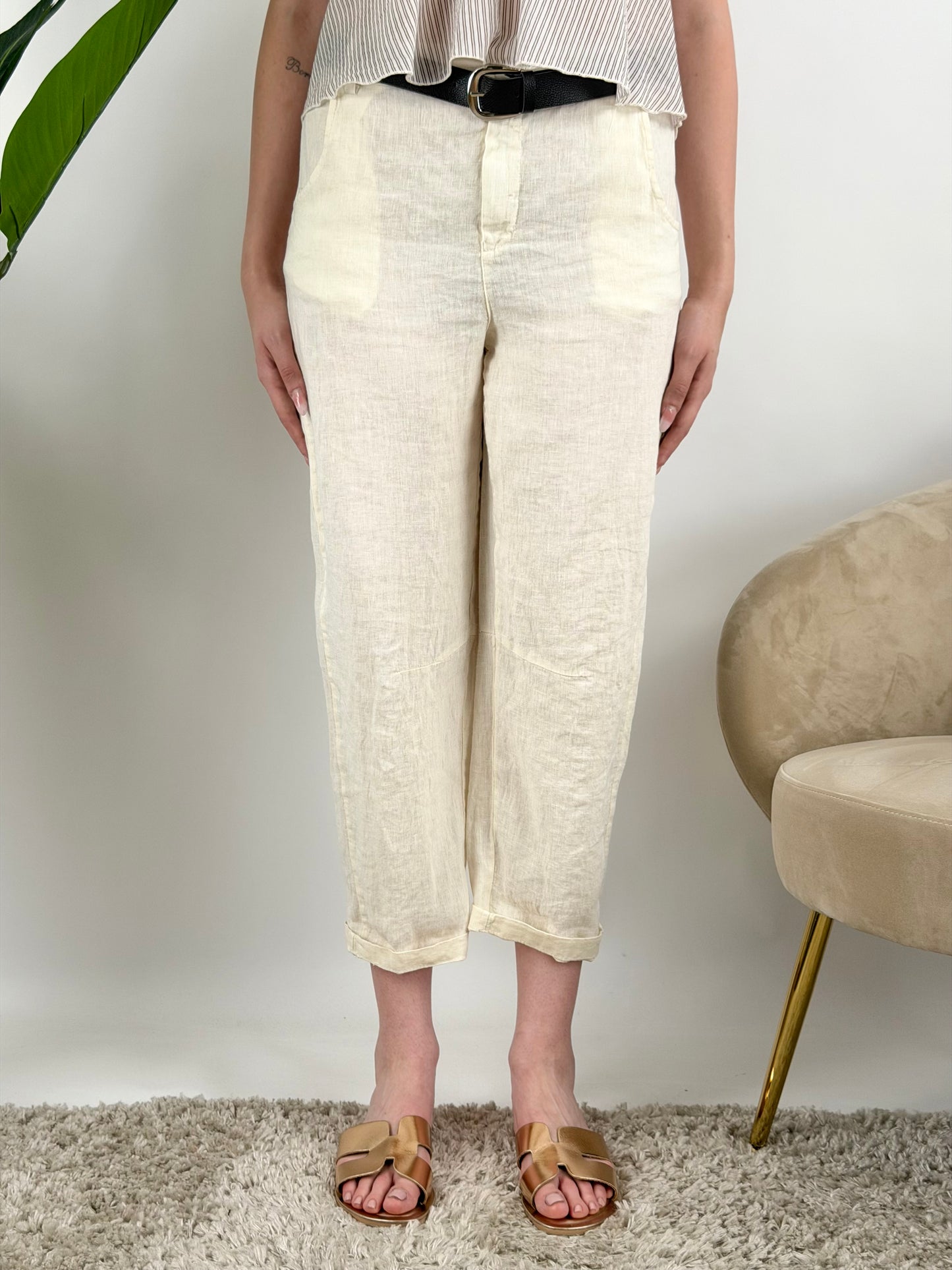 HAVEONE - PANTALONE BARREL LINO
