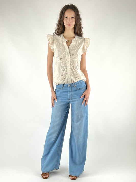 DEVA - BLUSA RICAMI PAILLETTES