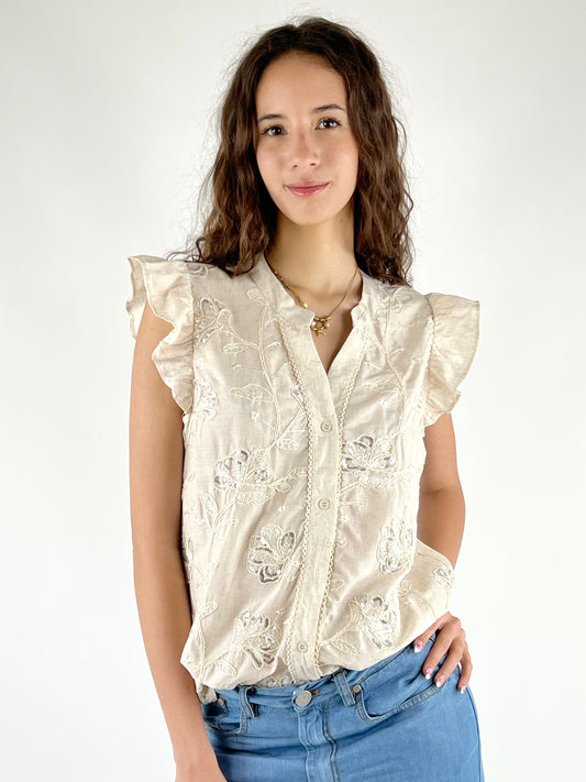 DEVA - BLUSA RICAMI PAILLETTES