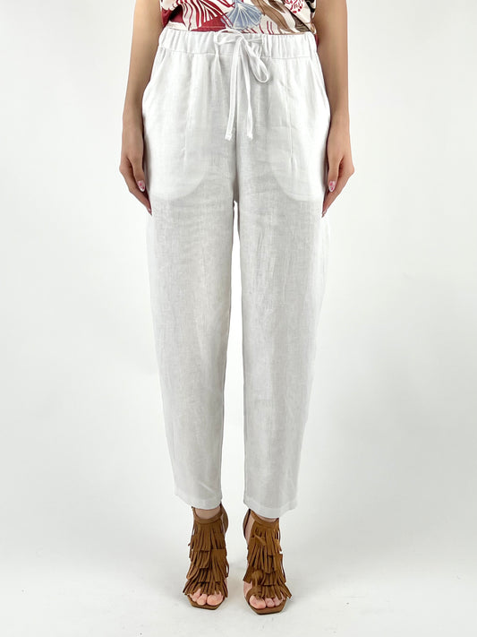 DEVA - PANTALONE MISTO LINO COULISSE
