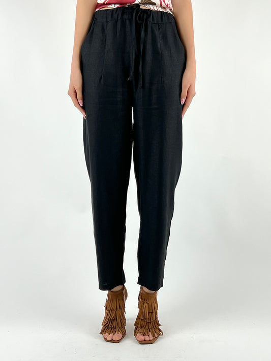 DEVA - PANTALONE MISTO LINO COULISSE