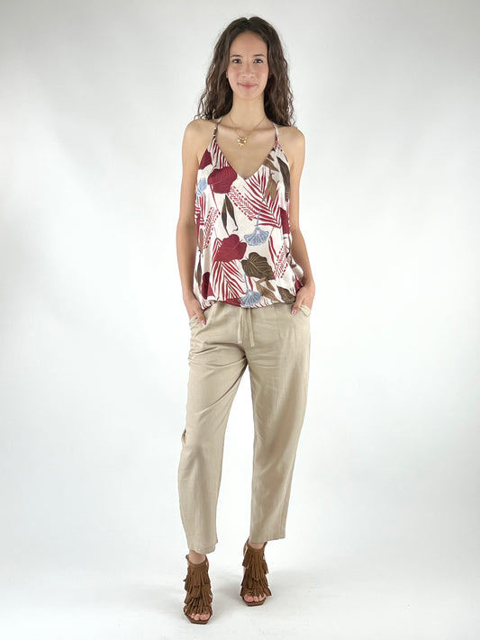 DEVA - PANTALONE MISTO LINO COULISSE
