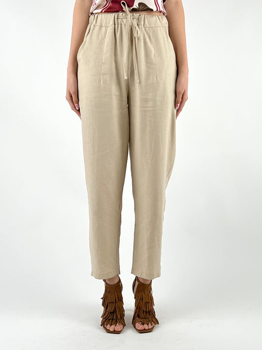 DEVA - PANTALONE MISTO LINO COULISSE