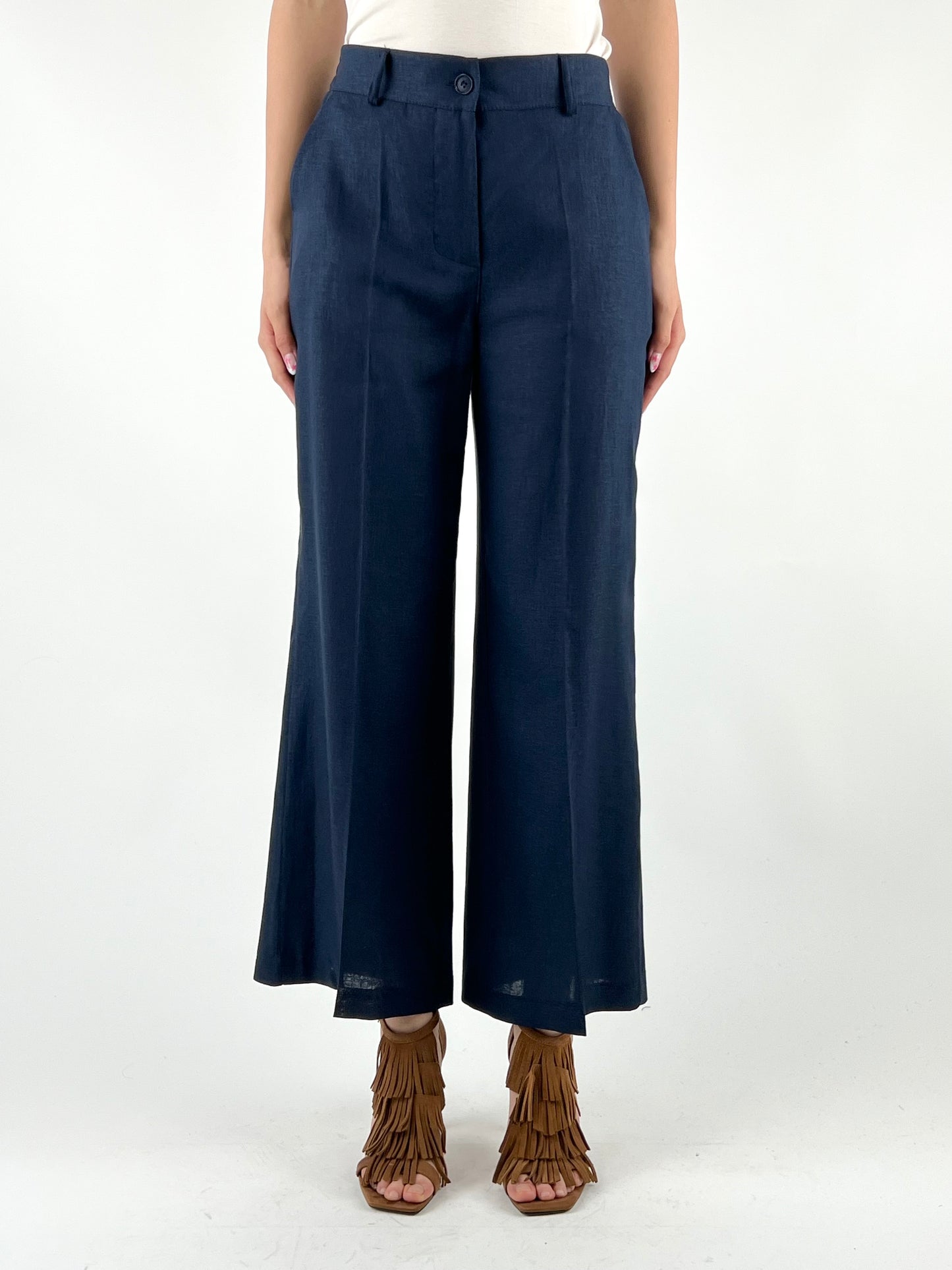 DEVA - PANTALONE LINO CAVIGLIA