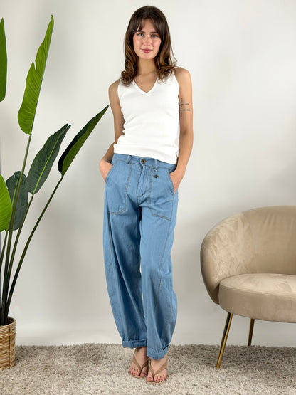 SUSY MIX - PANTALONE CHAMBRAY STELLINA